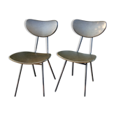 Pair of 50s chairs in metal and skaï