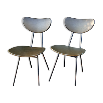 Paire de chaises années 50 en métal et skaï
