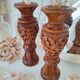 Candlestick / Vase in carved exotic wood