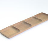 Long teak wooden serving tray or dish with four compartiments