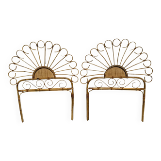 Bamboo and rattan headboard, handcrafted on the Côte d'Azur, 1960