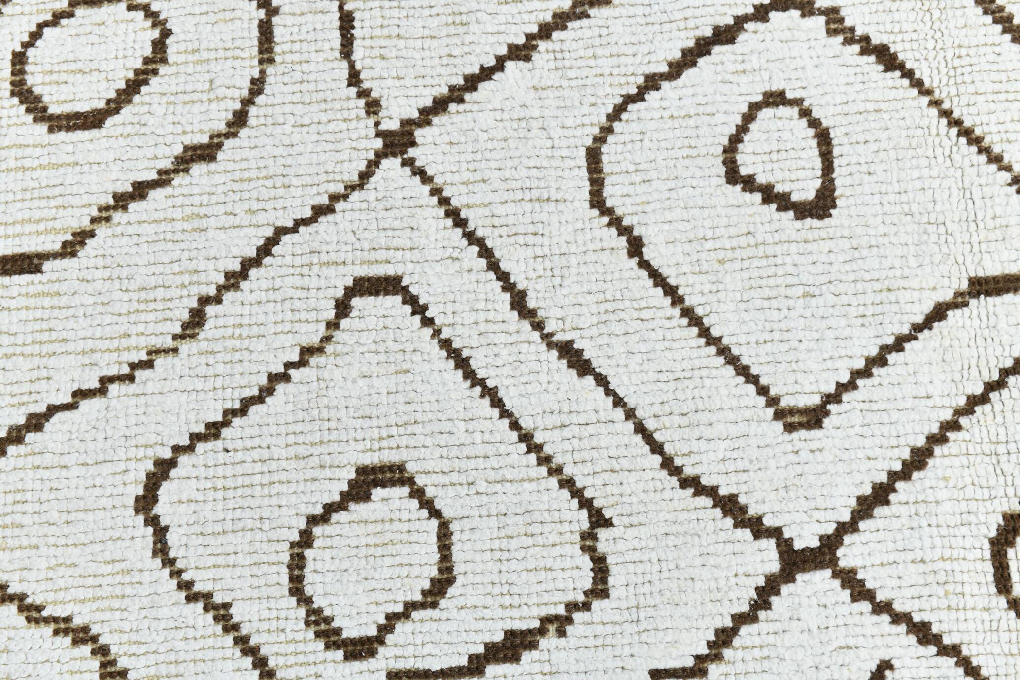 7x10 Off White & Brown Super Soft Moroccan Kilim Rug, 203x300Cm