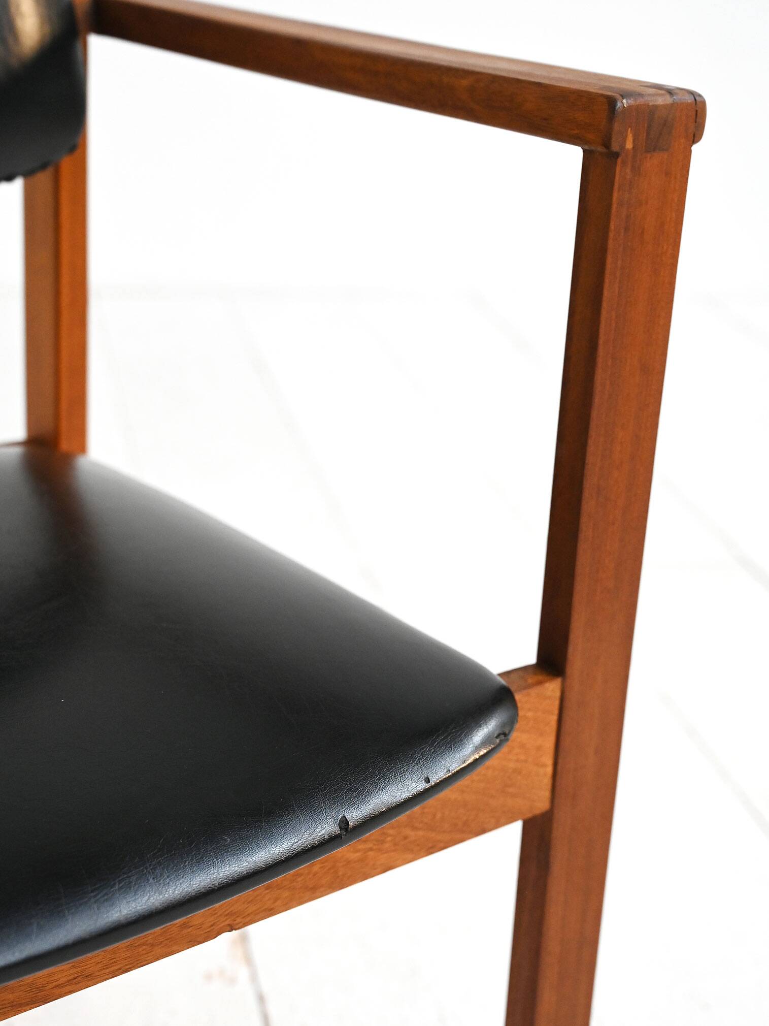 Teak and leather chairs, Denmark 1960s