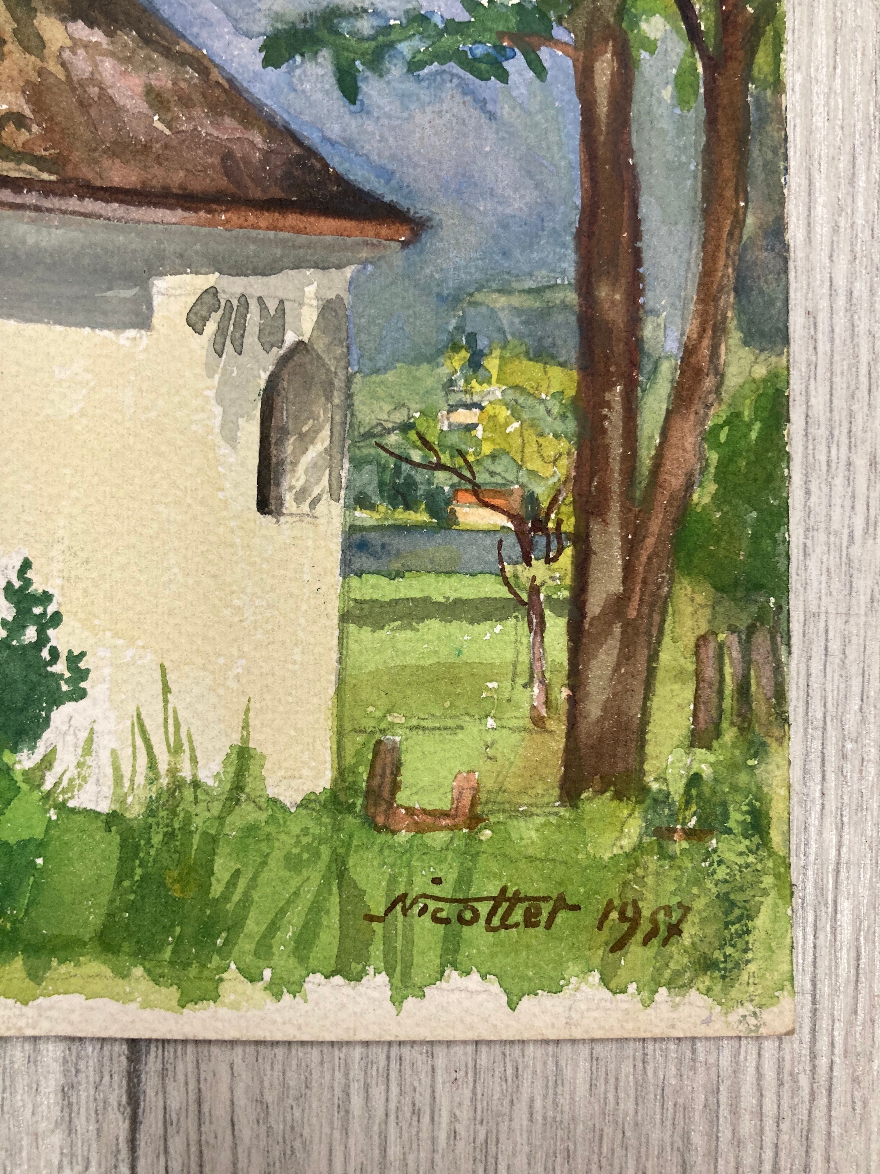 Vintage mountain watercolor