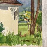 Aquarelle de montagne vintage
