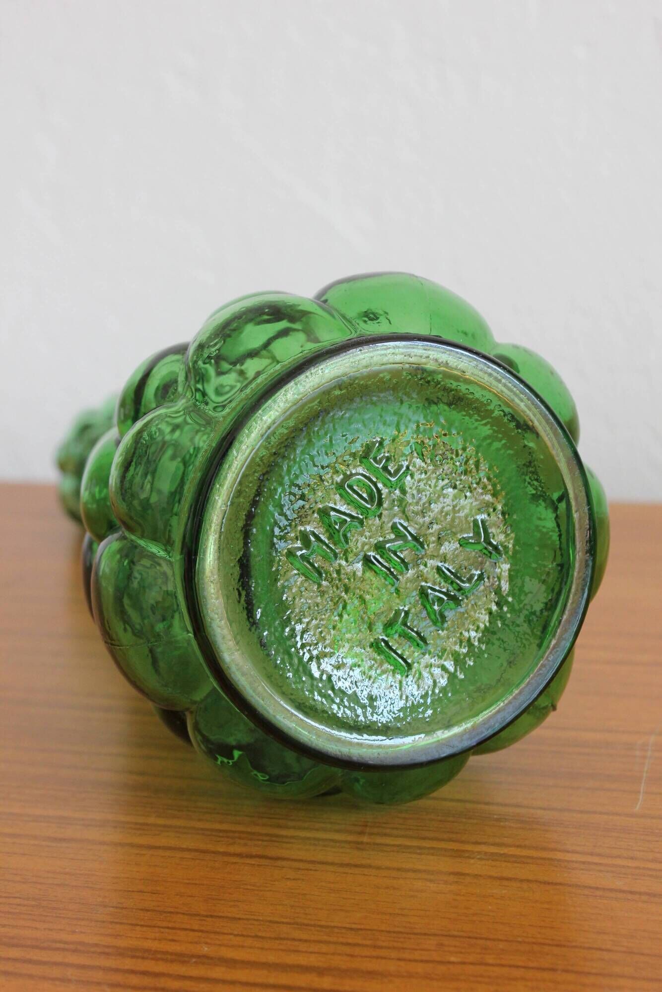 Carafe Italian bottle in vintage green empoli glass