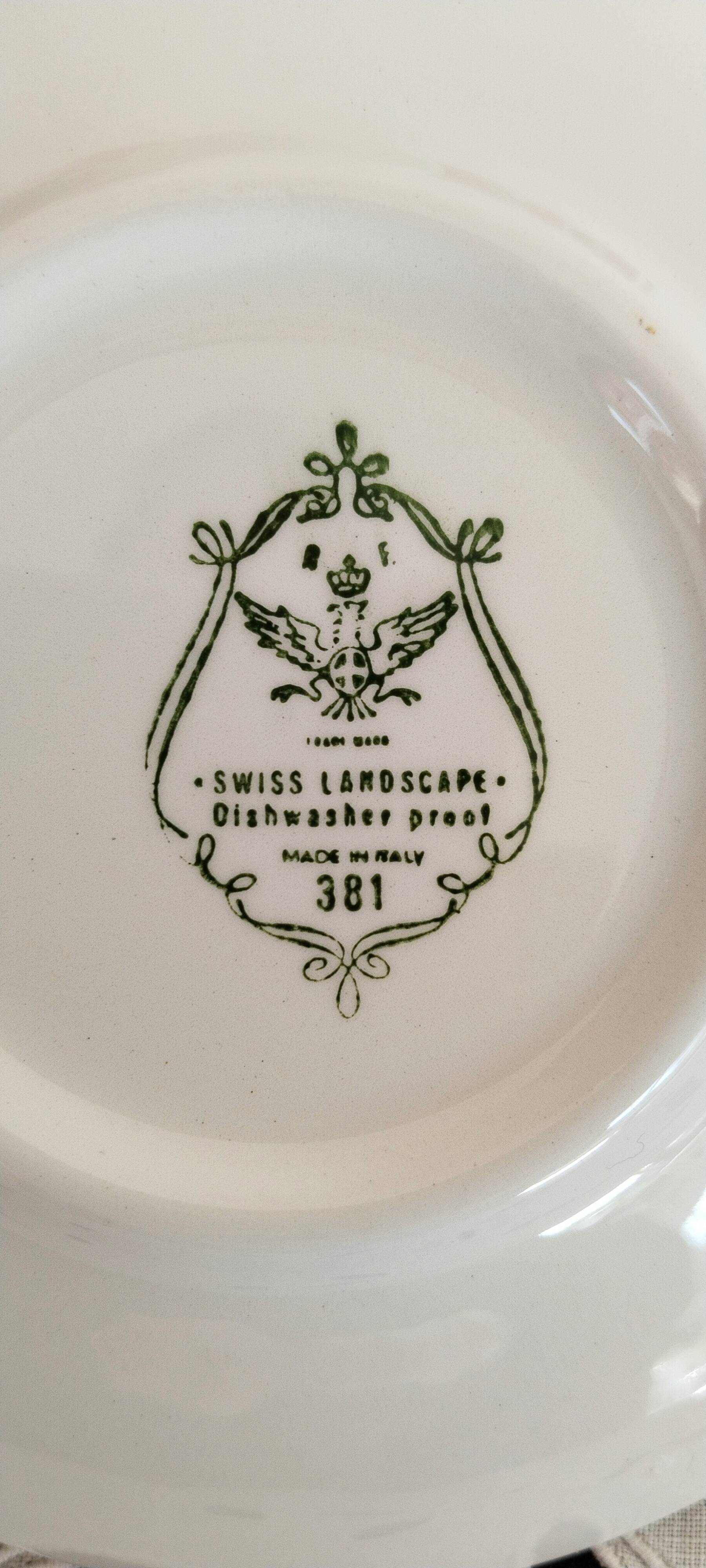 Vintage red earthenware coffee set, Swiss Landscape, Italy