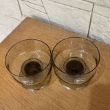 Two “Pégase” smoked glass bowls