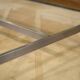 Brushed stainless steel and smoked black glass desk from the 1980s.