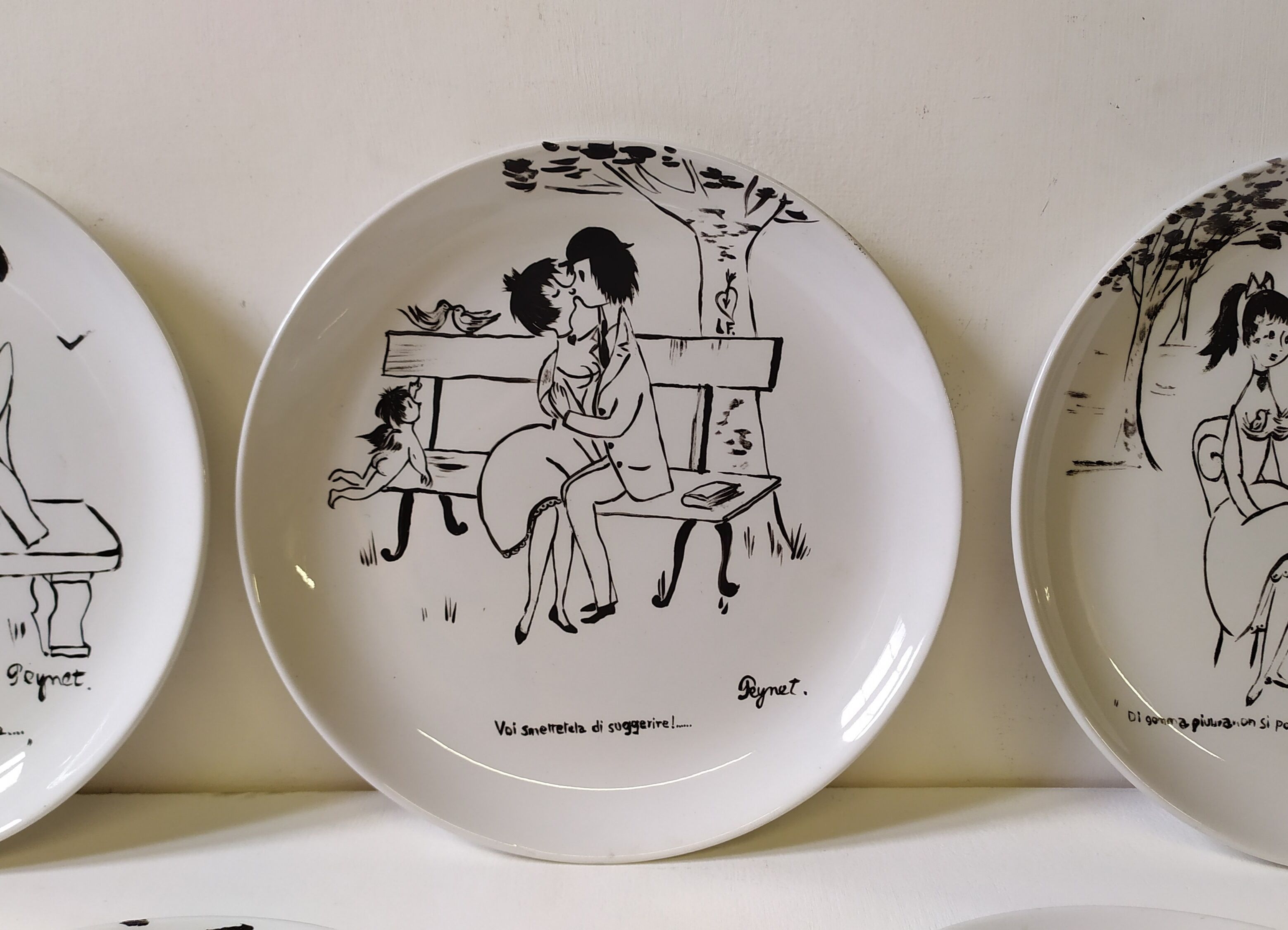 Hand-Painted Plates by Raimond Peynet for SCI Laveno, 1960s, Set of 5