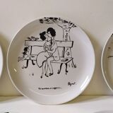Hand-Painted Plates by Raimond Peynet for SCI Laveno, 1960s, Set of 5