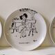 Plats peints à la main par Raimond Peynet pour SCI Laveno, années 1960, jeu de 5