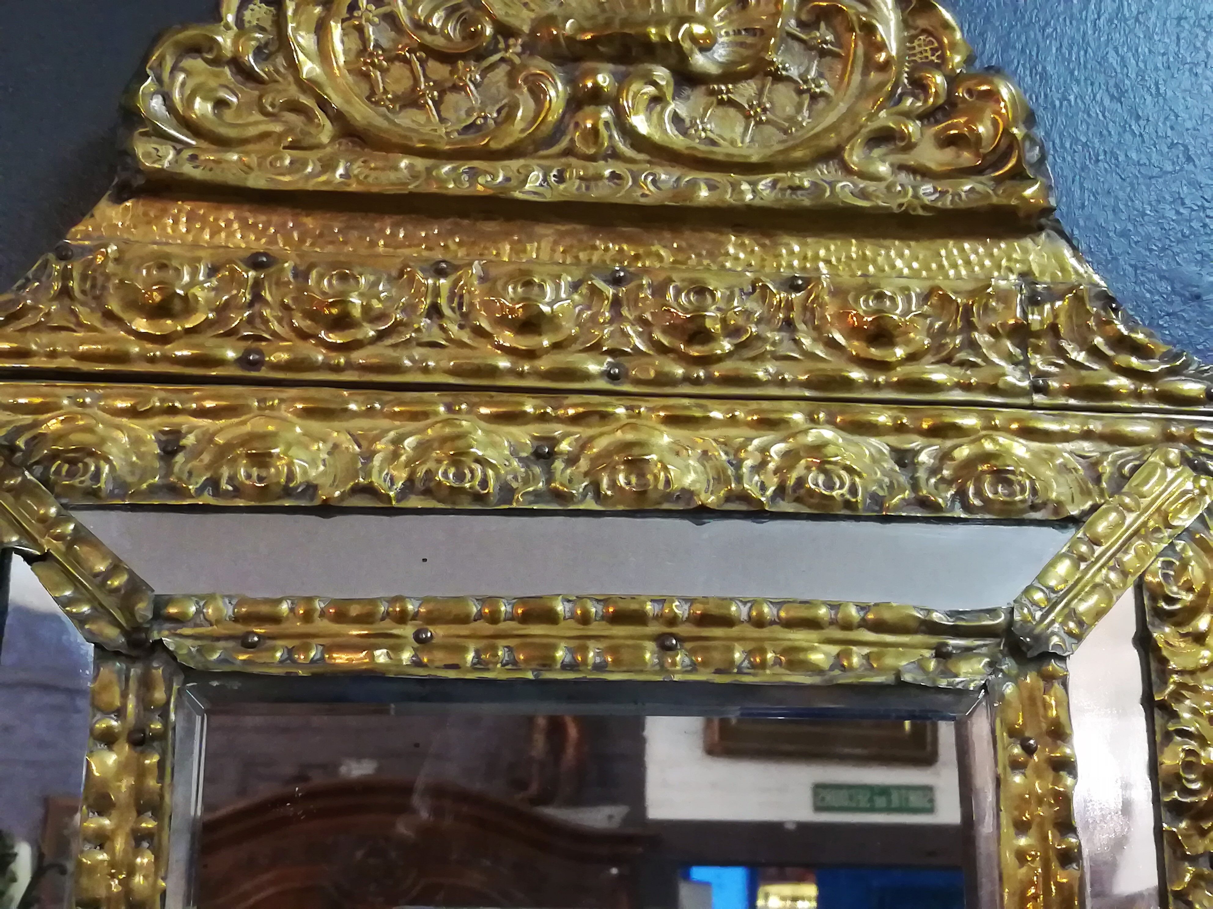 Napoleon III gold copper windshield mirror - 58x38cm