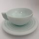 Set of 6 opaline Art Deco cups and 6 saucers.