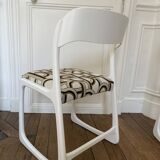 4 Chaises Baumann traineau blanches entièrement restaurées