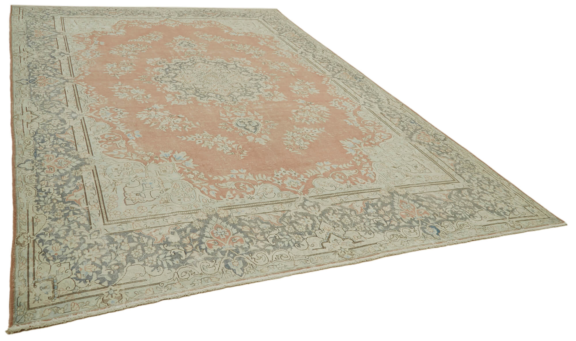Handmade oriental contemporary 1980s 293 cm x 416 cm beige wool carpet