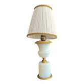 19th-century lamp in white opaline and gilded metal
