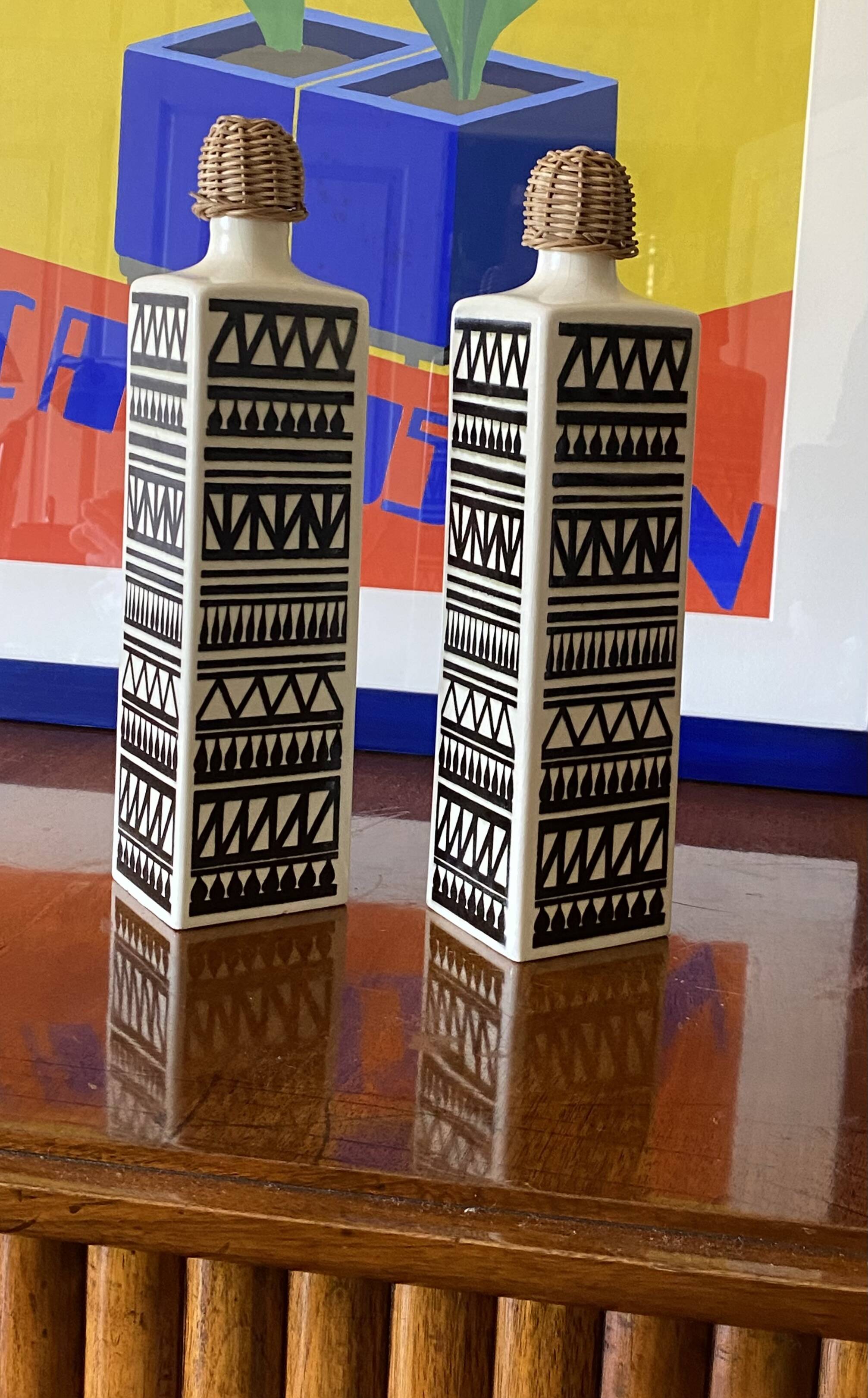 Mid-century set of 2 ceramic bottles, Staffel Limburg Germany, 1960s