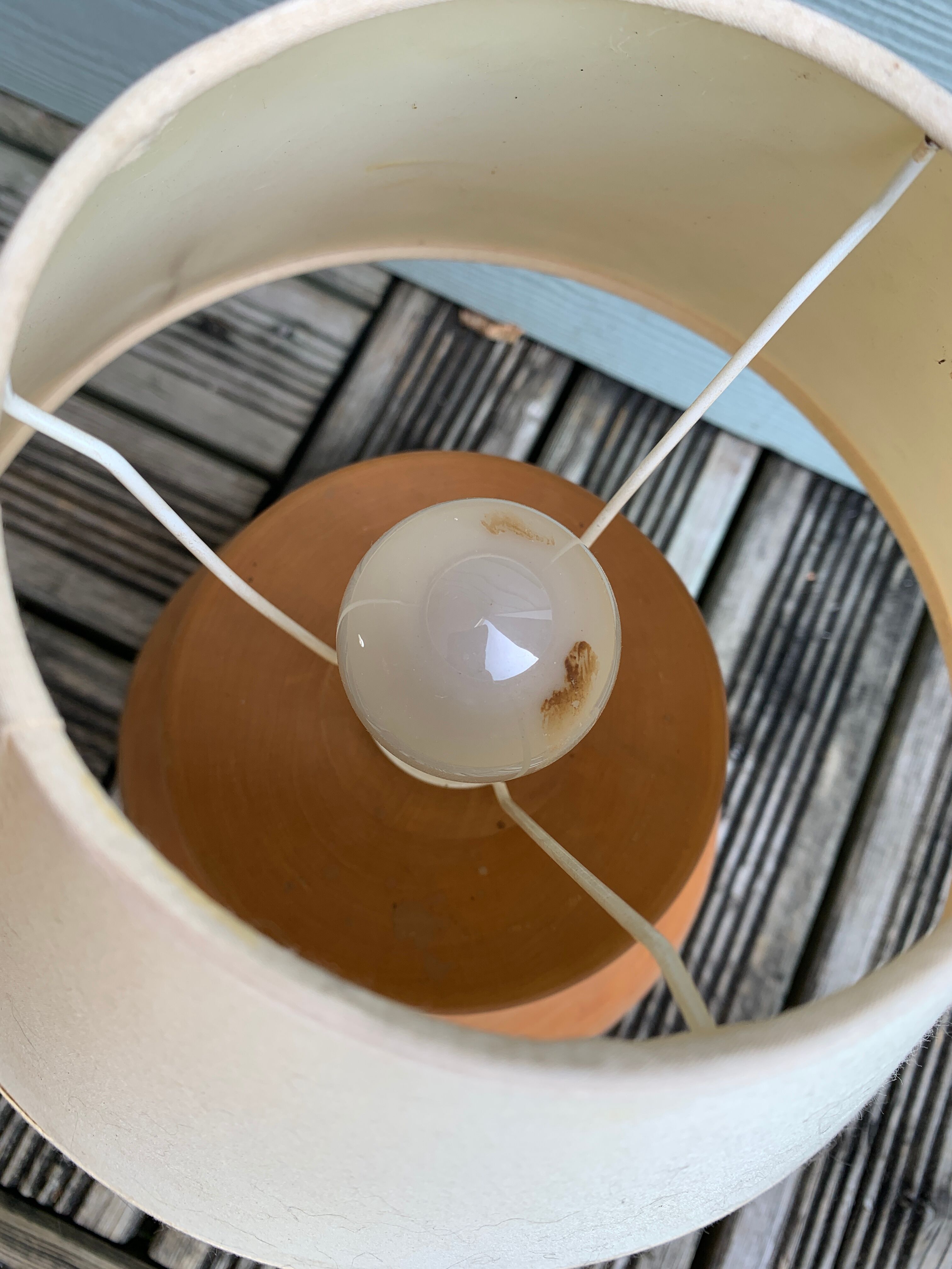 Vintage natural wood bedside lamp