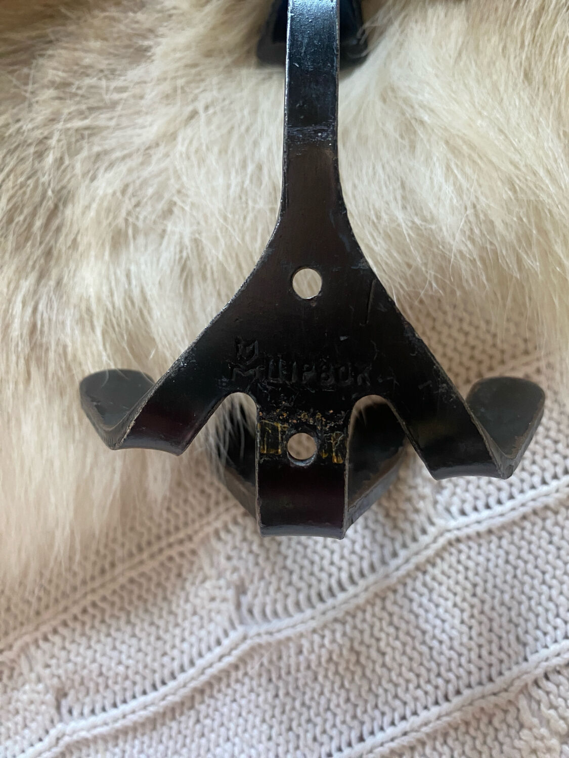 Iconic Russian coat hook "dog" in metal