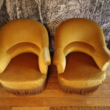 Duo of antique toad armchairs