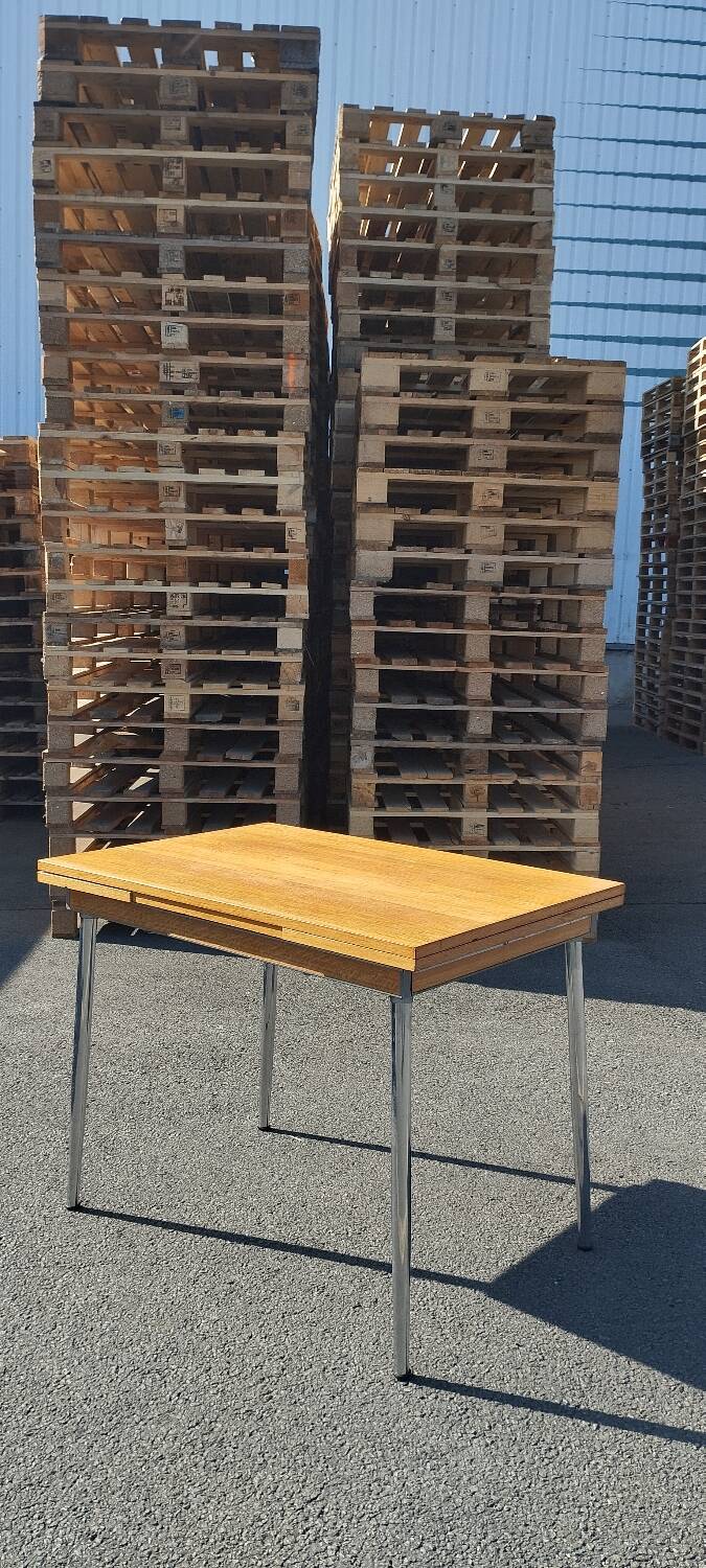 70' wood and chrome kitchen table