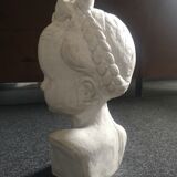 Bust girl in patinated terracotta