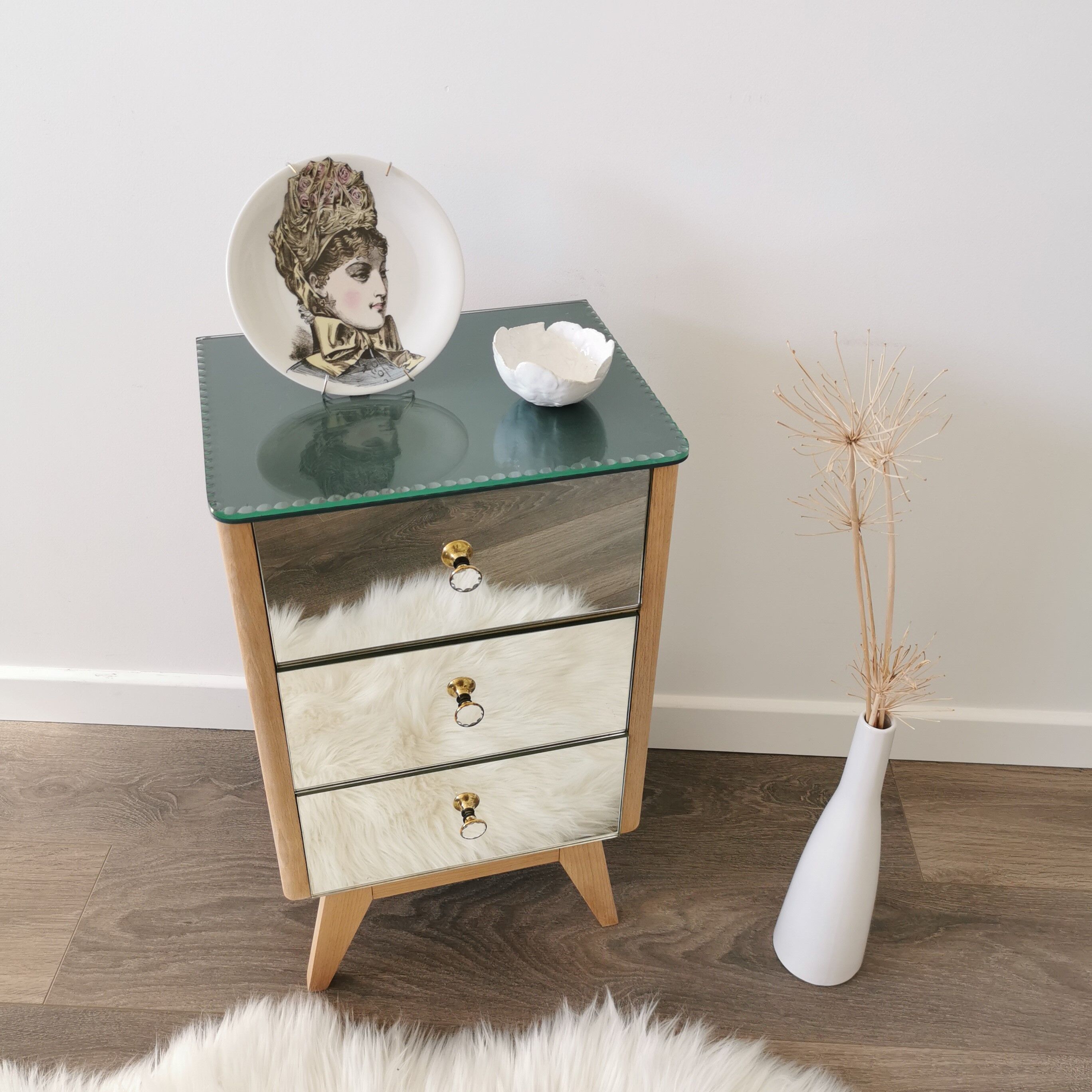 Vintage mirror bedside table