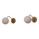 Pair of 1950s Italian Brass Sconces with Opaline Glass Globes