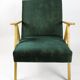 Fauteuil vintage velours verts Var B310 années 1970