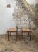 Pair of 20th-century wooden stools with straw seats