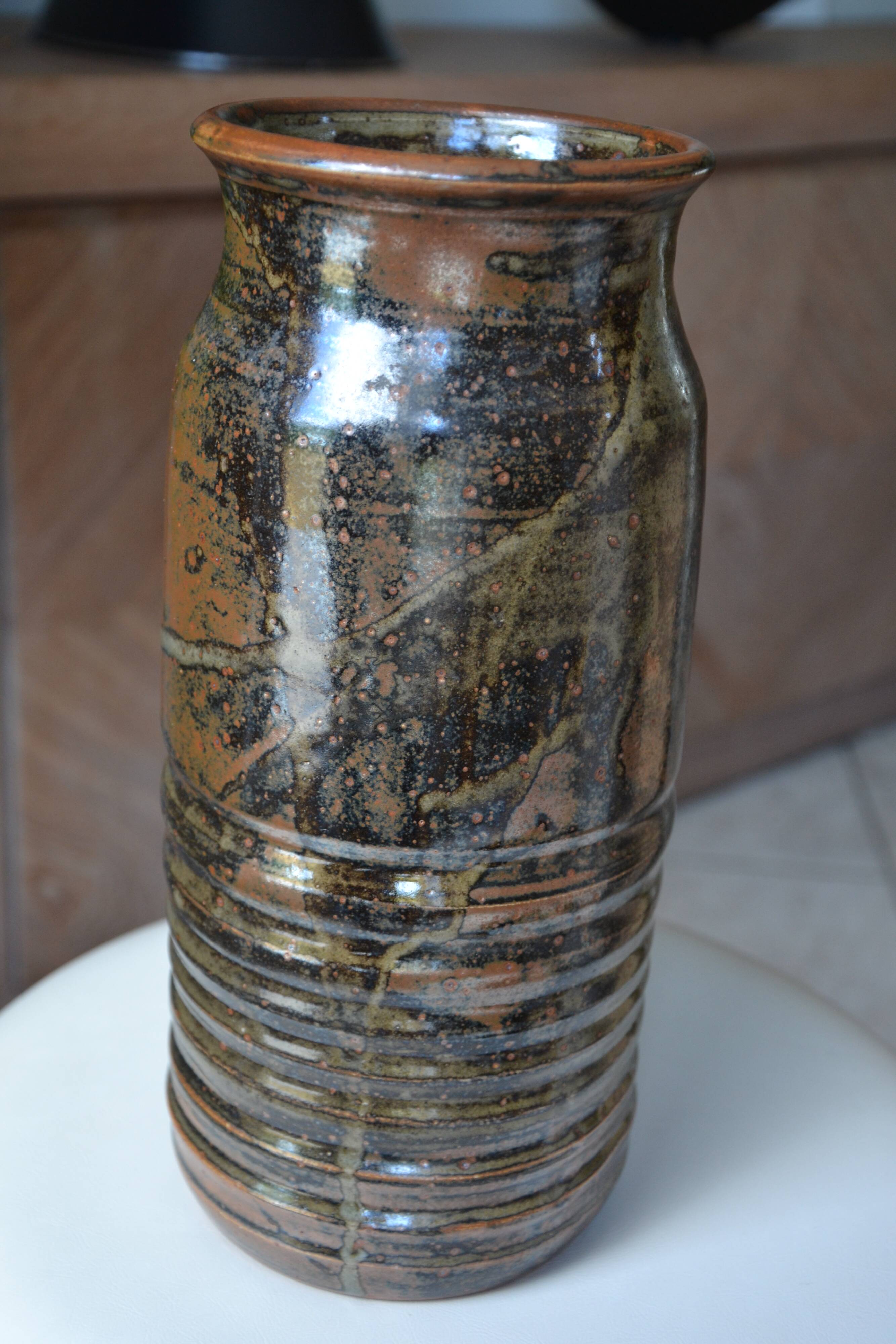 Large stoneware vase "les cyclades" Anduze by Roland Zobel