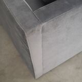 Silver velour corner sofa, Scandinavian design, 00s