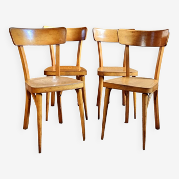 4 chaises bistrot années 60 en bois courbé