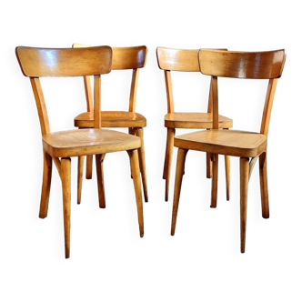 4 60s bistro chairs in bentwood