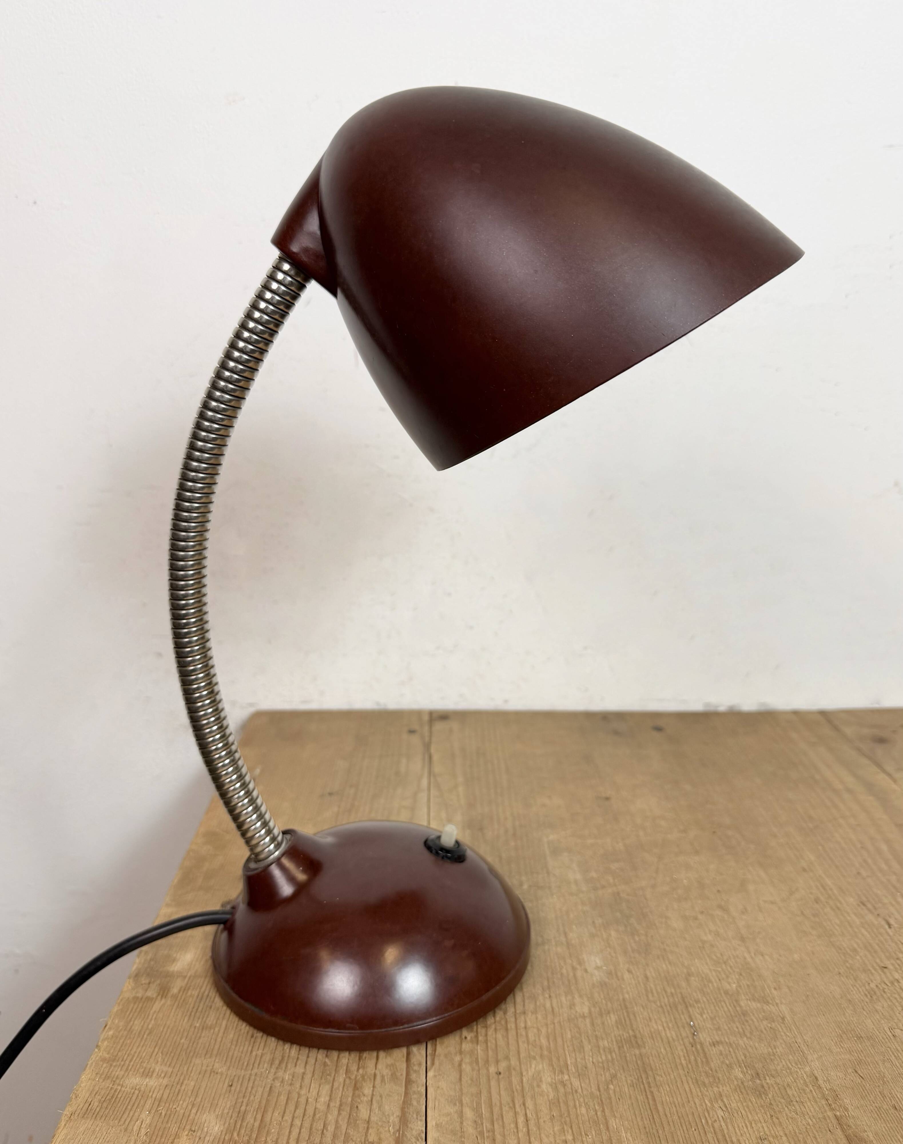 Vintage Brown Bakelite Gooseneck Table Lamp, 1950s