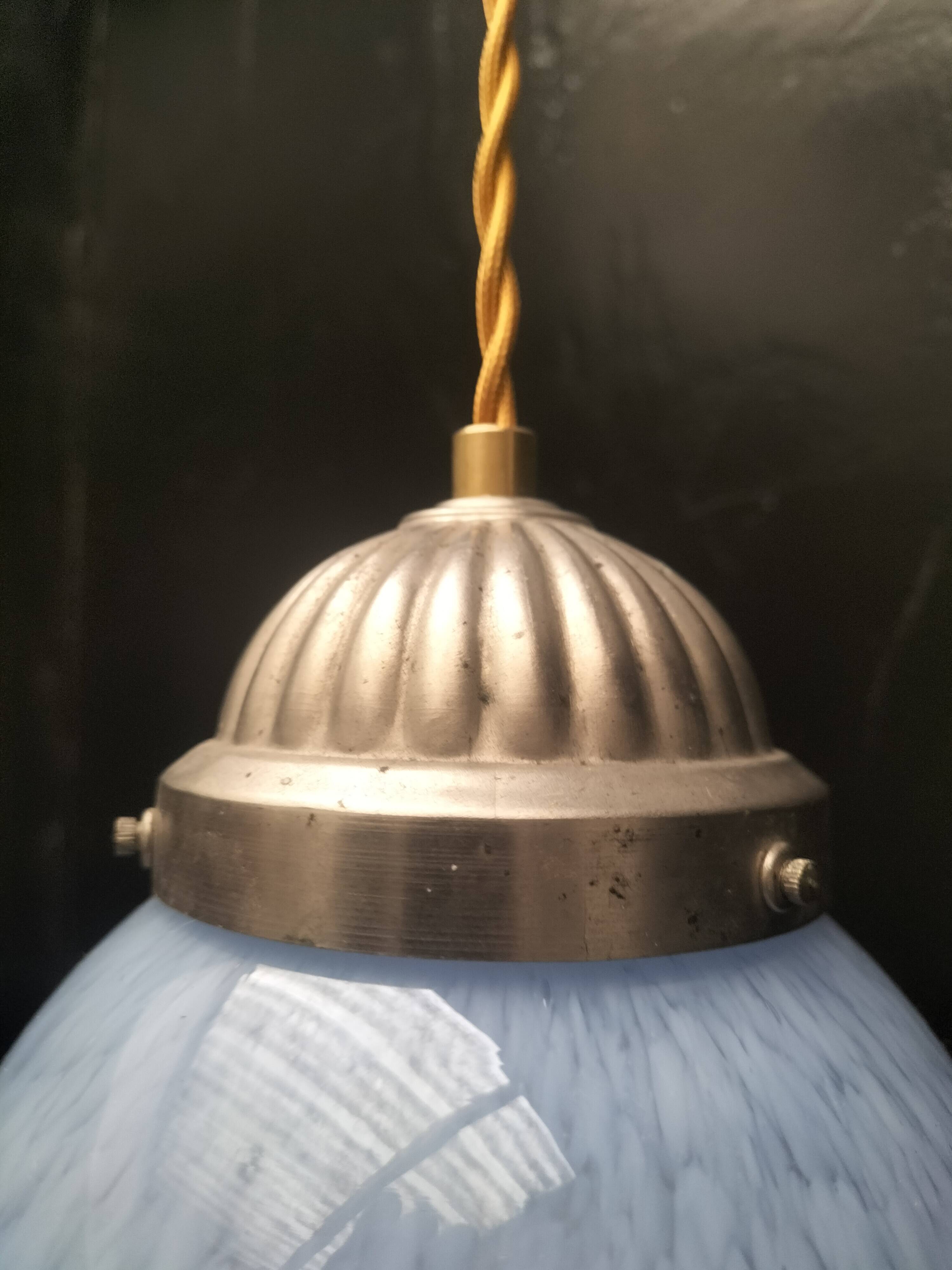 Speckled blue opaline pendant light
