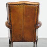 Vintage Wingback Chair Made from Sheepskin Leather
