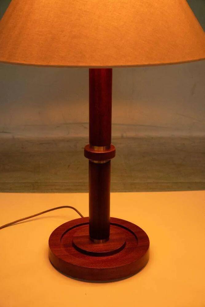 Vintage wooden table lamp from the 1960s.
