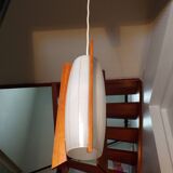 Scandinavian glass and teak pendant light