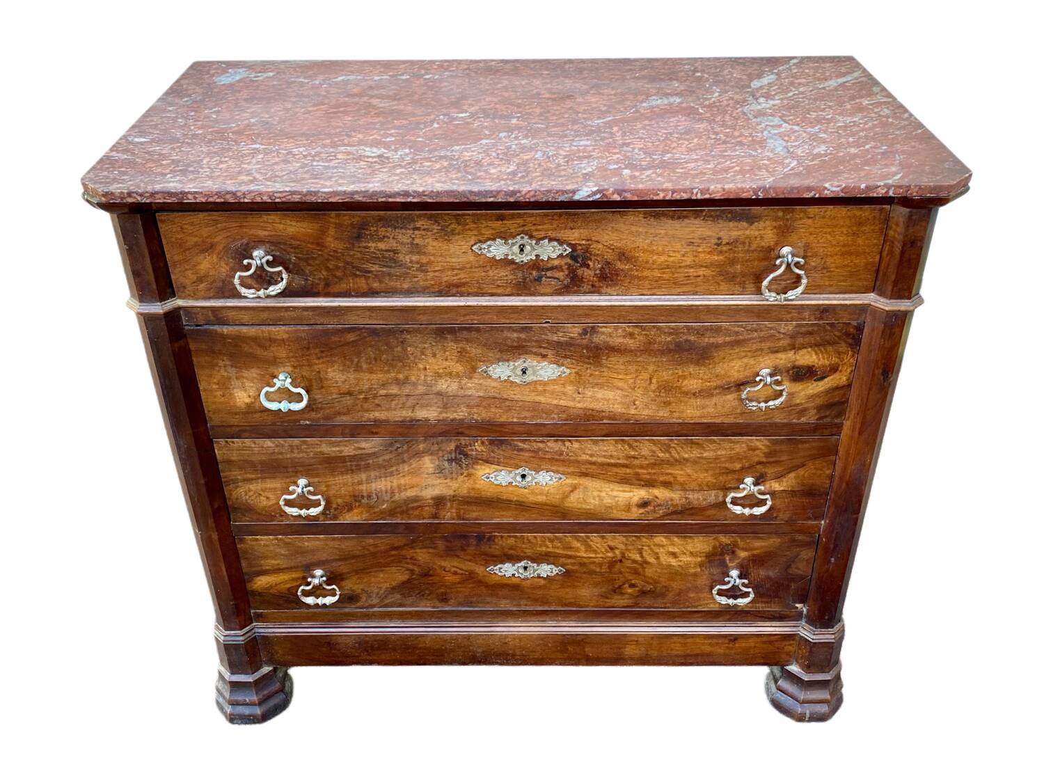 Antique Empire style chest of drawers with marble top