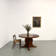 Brutalist round table in solid oak, 1960s.