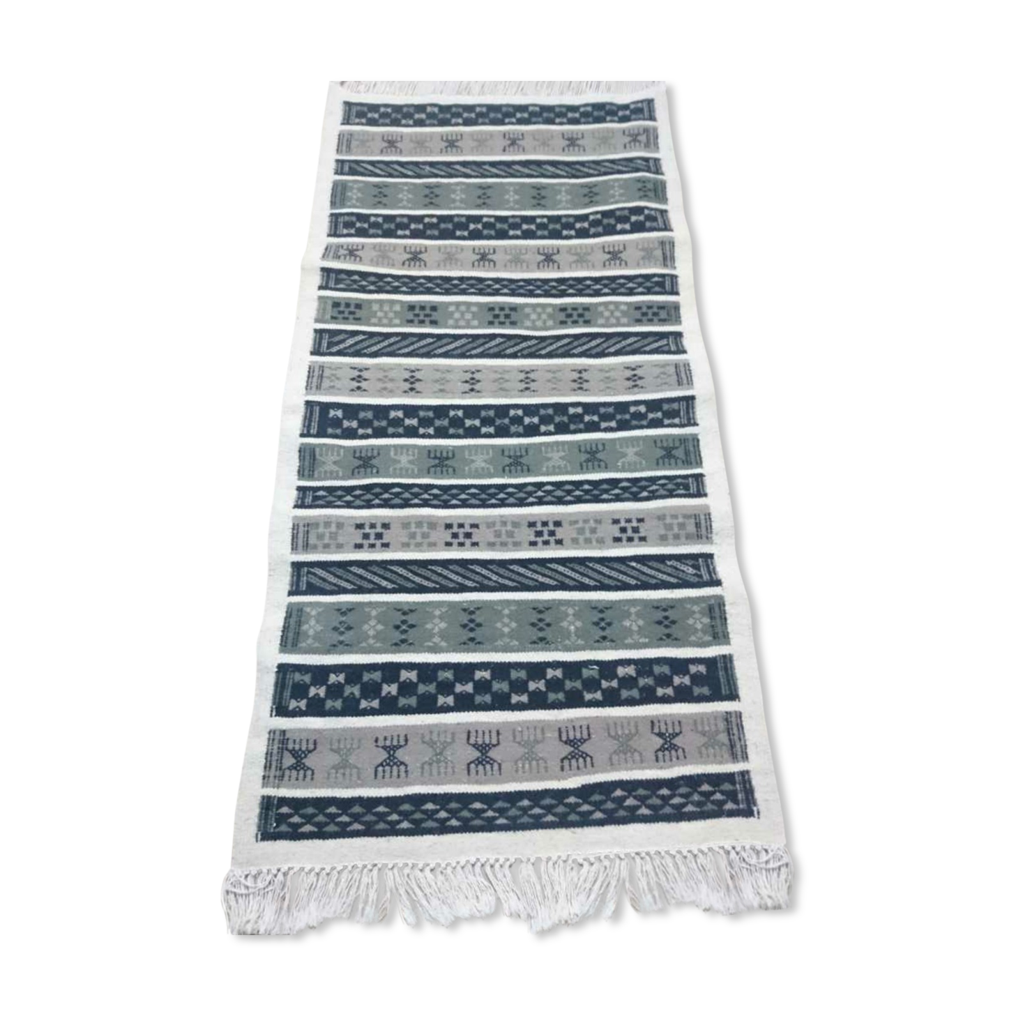 Berber carpet grey white and black 149 x 76 cm