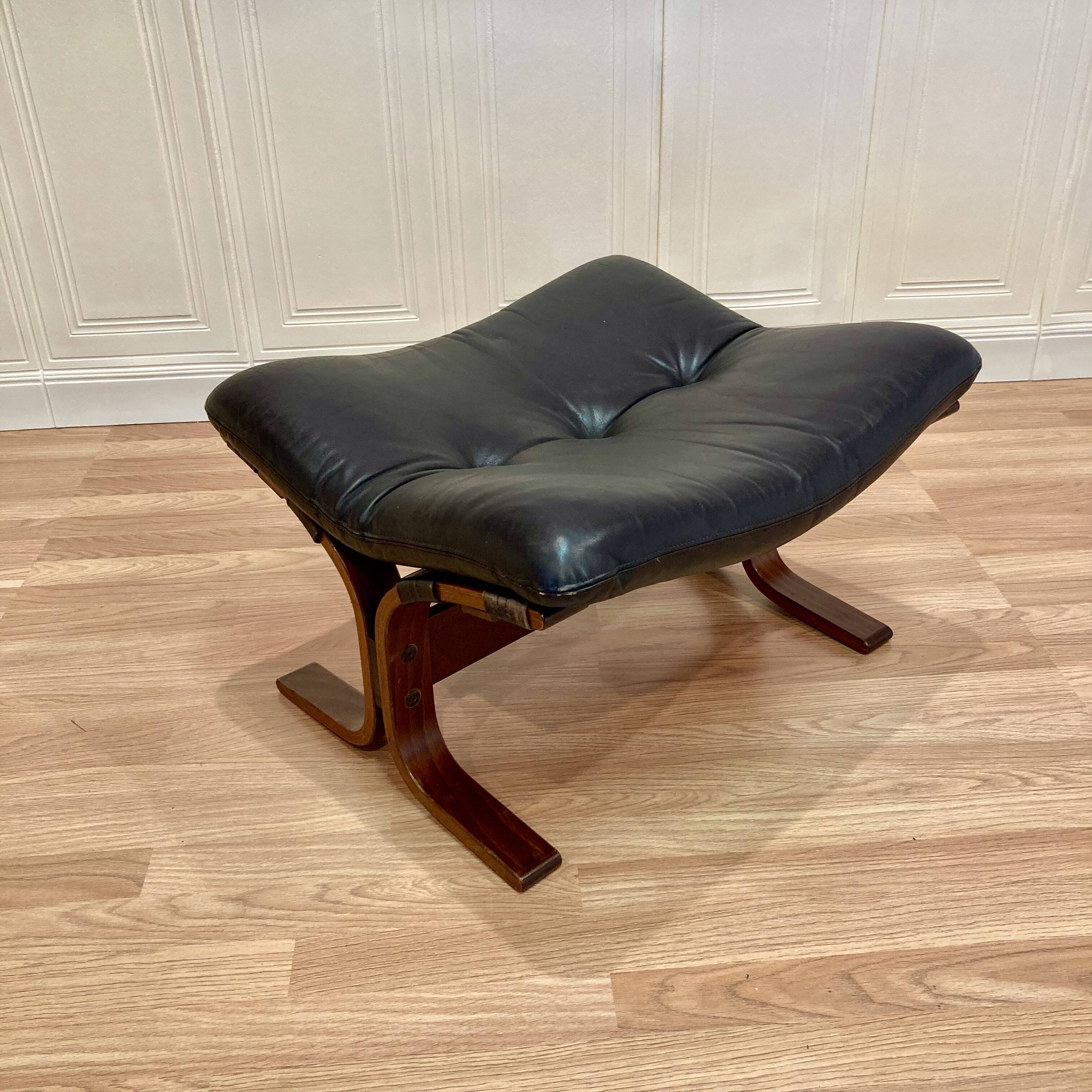 Leather ottoman "Scandinavian design" 1960.