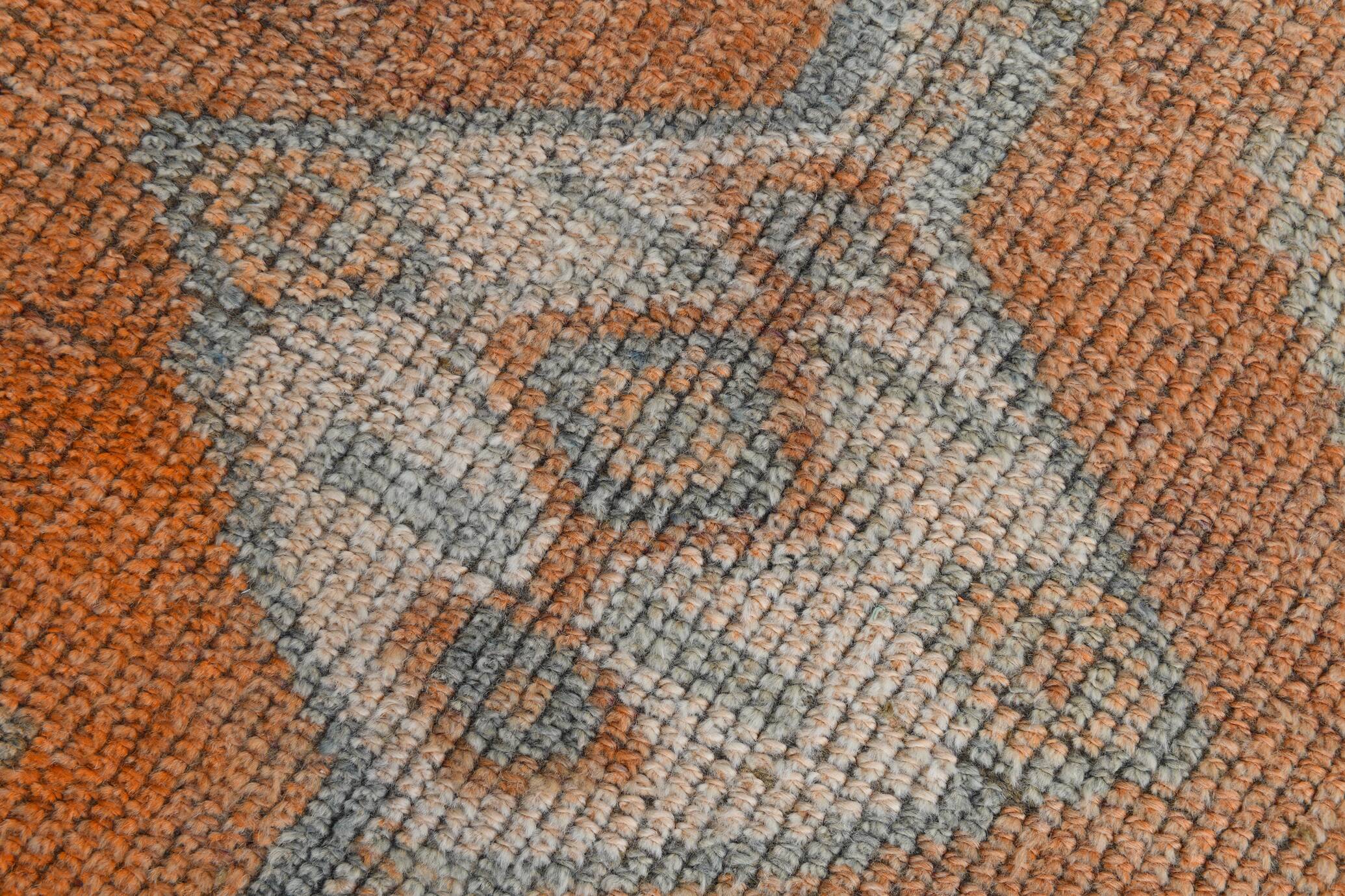 Orange & Green Turkish Runner Rug, 84x368Cm