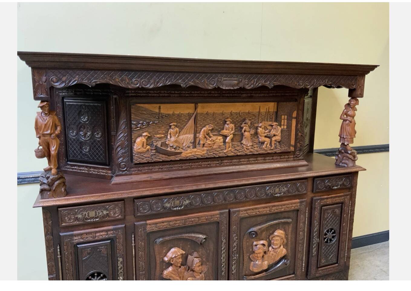 Antique monumental sideboard, credenza