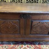 Breton safe bench in solid oak