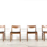 Set of 4 midcentury teak and leatherette chairs