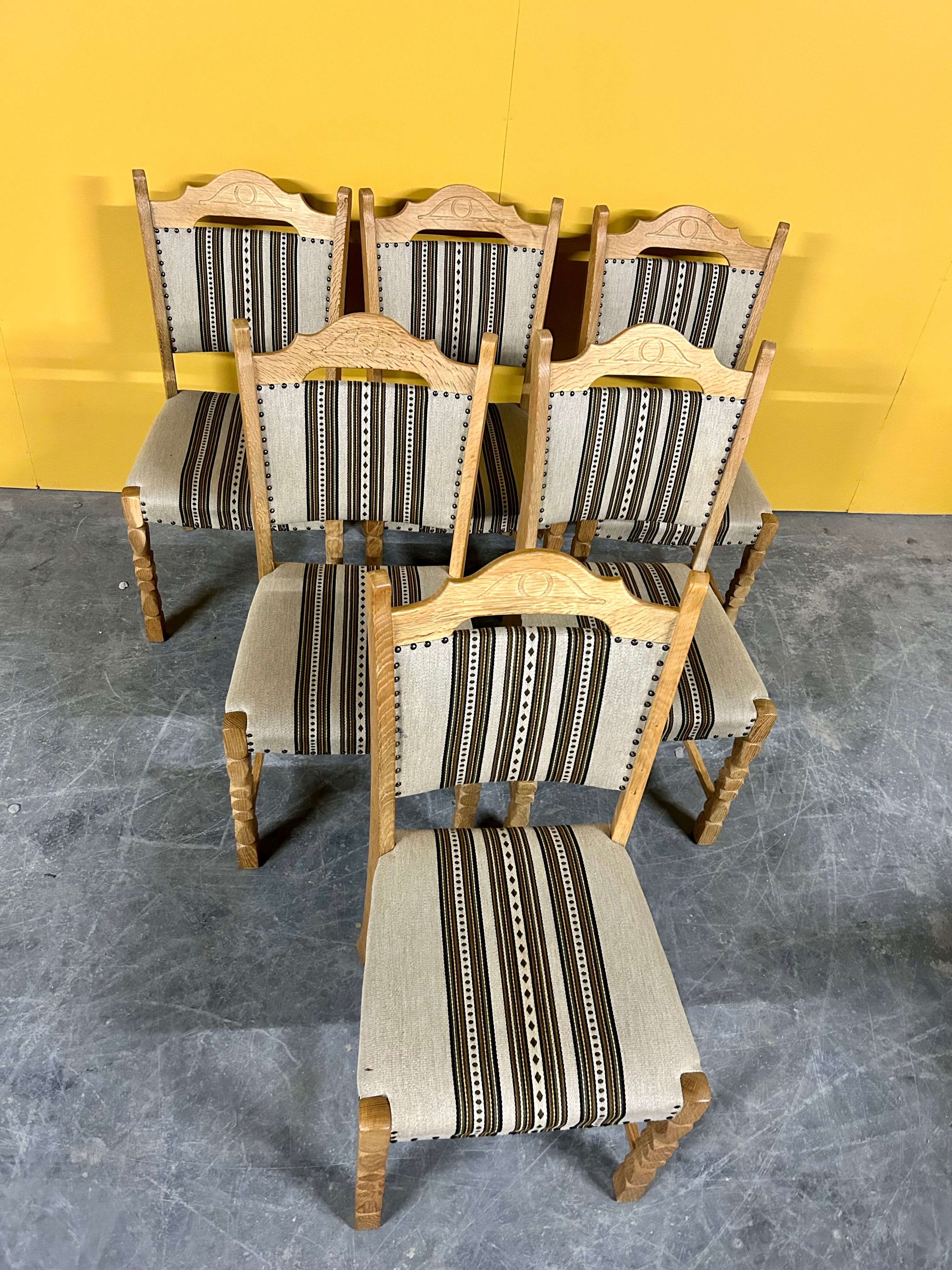 Danish vintage set of 6 oakwood dining chairs