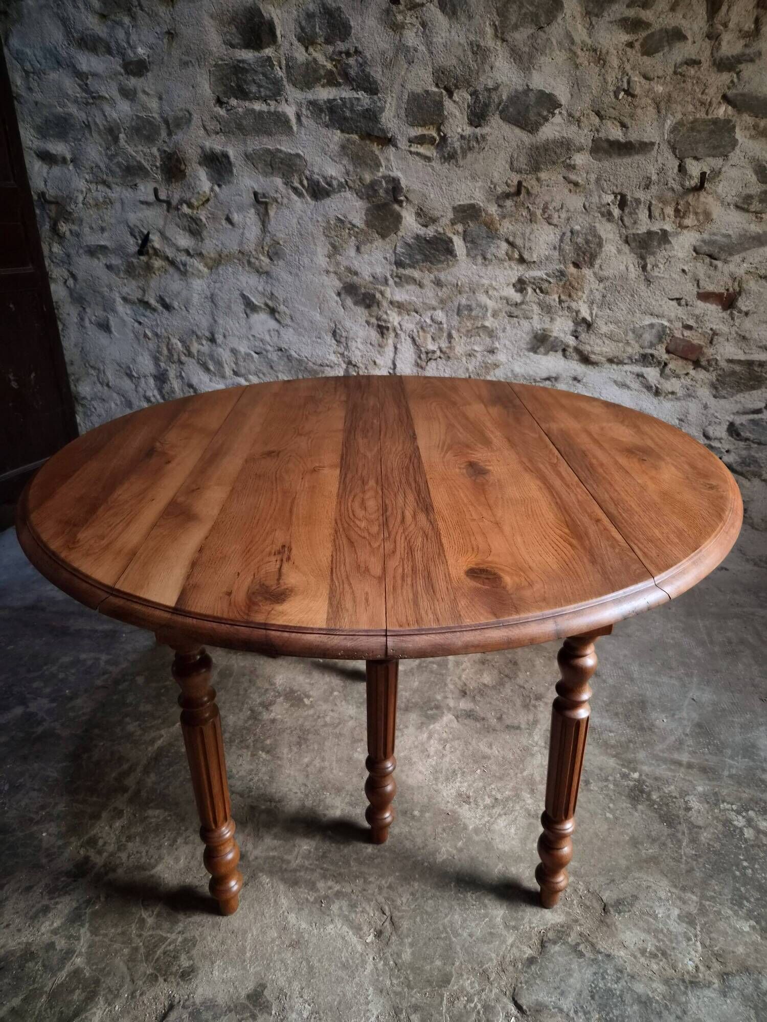 Table à manger extensible vintage en chêne / Table à abattants – 1950s–1970s, France
